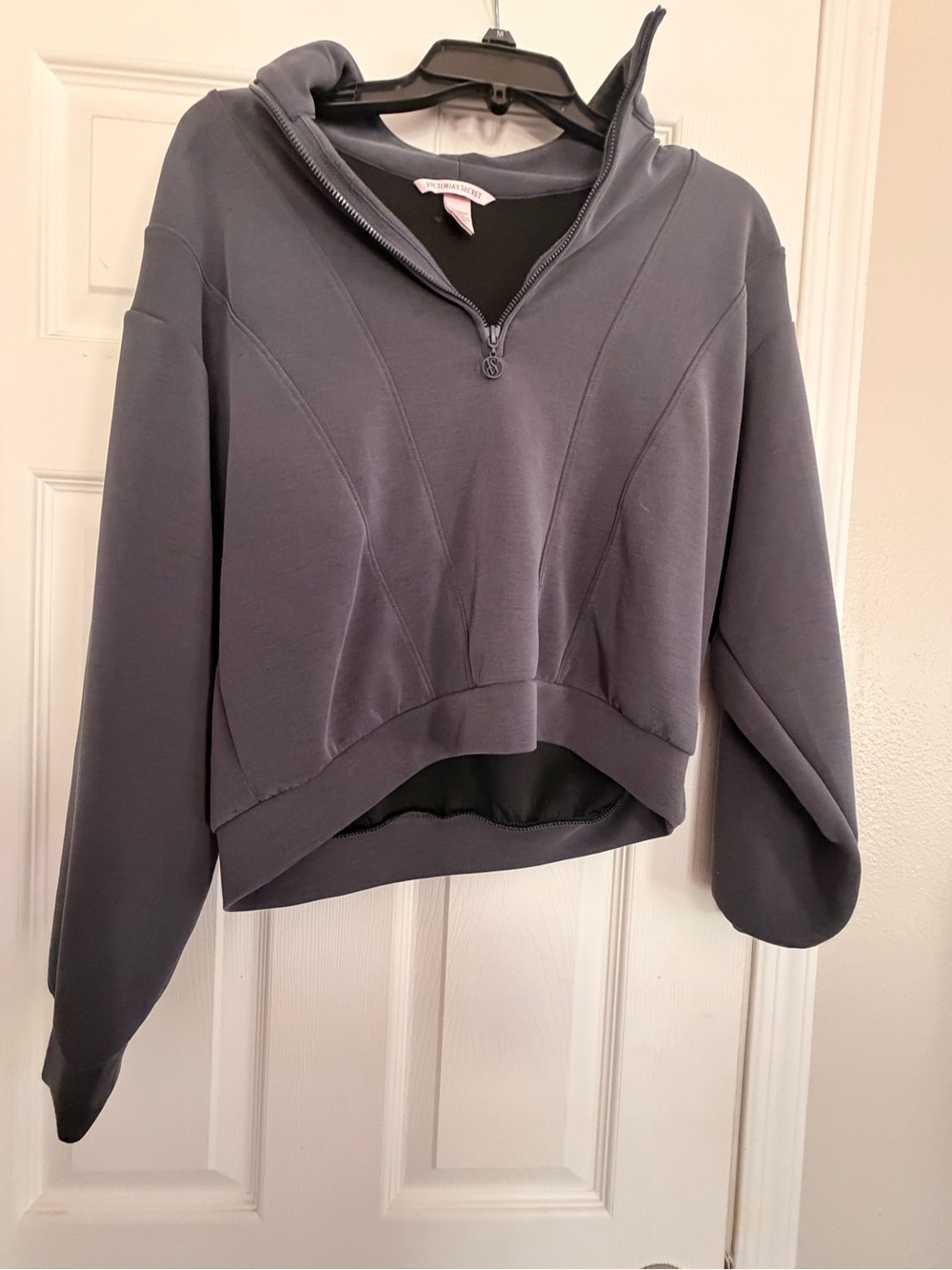 Victoria's Secret Charcoal Cropped Half-Zip Sweatshirt